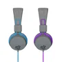 JLab IEUHJKSTUDIORGRYPRP6 Auriculares con Diadema Alámbricos para Música, Supraaurales, Conector 3.5 mm, Plegables, Azul/Grafito/Púrpura, Diseñados para Niños