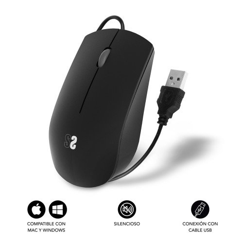 Subblim Ratón Business Silencioso Negro 1200 DPI USB