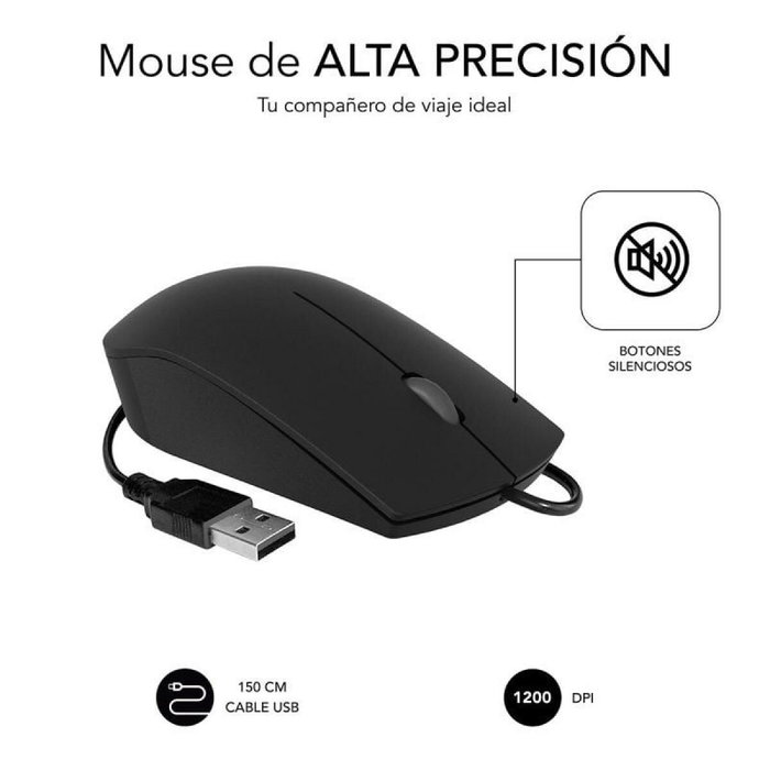 Subblim Ratón Business Silencioso Negro 1200 DPI USB