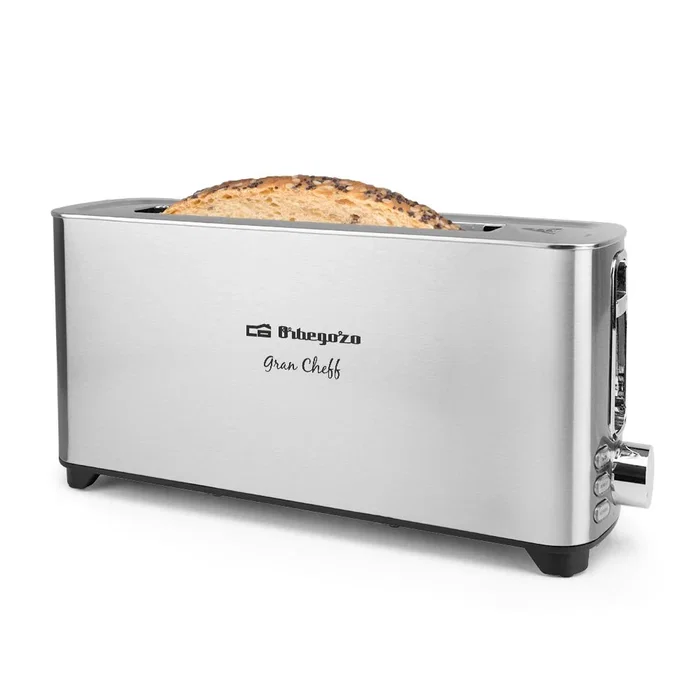 Orbegozo TO 6030 Tostadora de Ranura Larga, 1050 W, Acero Inoxidable, 6 Niveles de Tostado, Función Descongelar y Recalentar, Apagado Automático, Bandeja para Migas