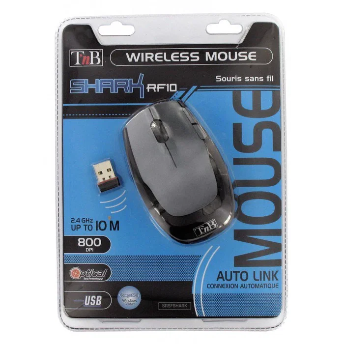 TNB Shark Ratón Óptico Inalámbrico 2,4 GHz Negro