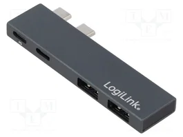 LogiLink Hub USB 3.2 Gen2x2 de 4 puertos con PD, plata, para MacBook e iPad
