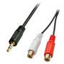Lindy Cable de Audio 35678, 0.25 m, 2 x RCA Macho a 3.5mm Hembra, Color Negro, Rojo, Blanco