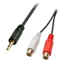 Lindy Cable de Audio 35678, 0.25 m, 2 x RCA Macho a 3.5mm Hembra, Color Negro, Rojo, Blanco