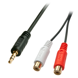 Lindy Cable de Audio 35678, 0.25m, 2x RCA a 3.5mm Jack, Negro, Rojo, Blanco