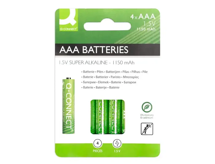 Q-connect Pila Alcalina AAA Blister con 4 Unidades Larga Duración
