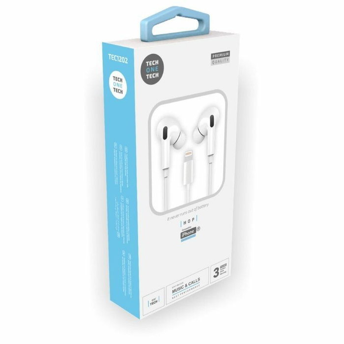 Tech One Tech Auriculares earTECH TEC1203 con Micrófono Blanco Pack Expositor 10 Unidades