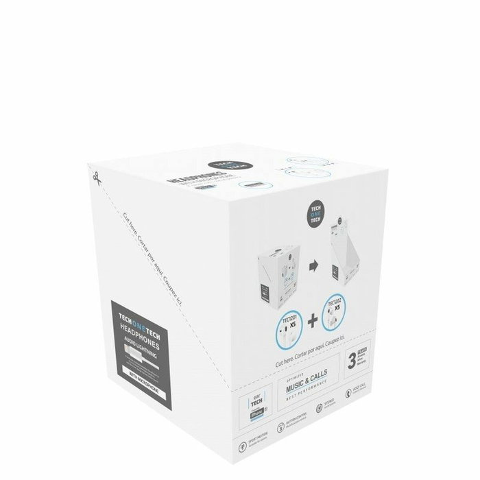 Tech One Tech Auriculares earTECH TEC1203 con Micrófono Blanco Pack Expositor 10 Unidades