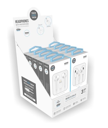 Tech One Tech Auriculares earTECH TEC1203 con Micrófono Blanco Pack Expositor 10 Unidades