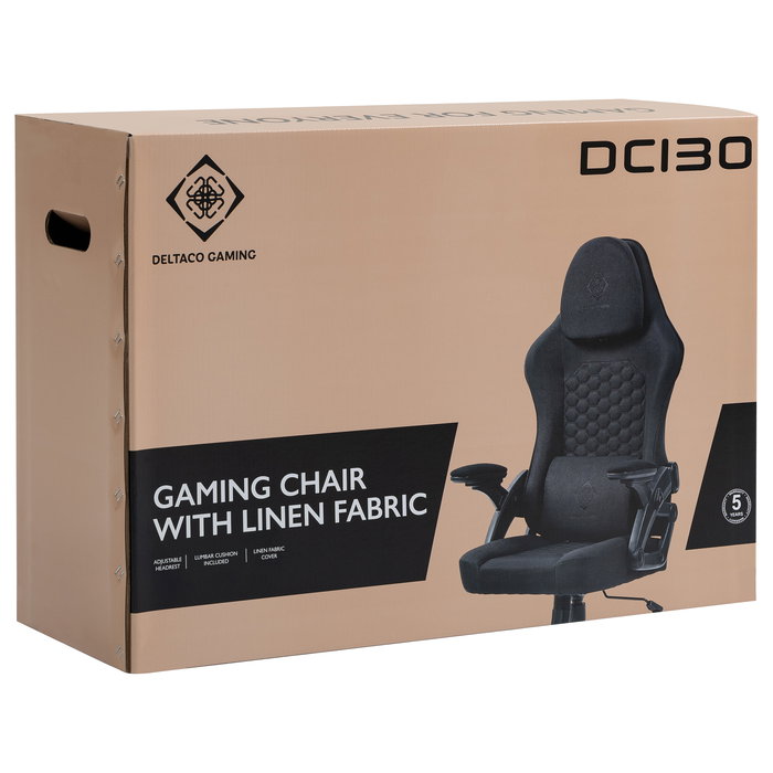 Deltaco DC130 Silla Gaming Soft Woven Mesh Negra - Silla ergonómica de malla transpirable para juegos
