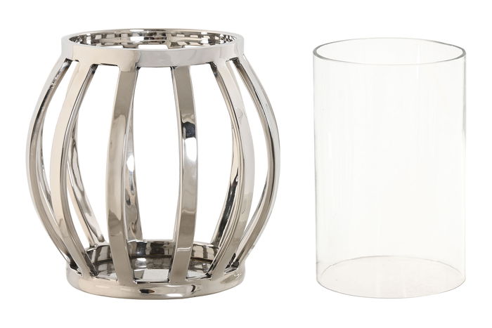 DKD Home Decor Portavela Moderno Plateado Acero y Cristal 14 x 14 x 14 cm DKD Home Decor Portavela Moderno Plateado Acero y Cristal 14 x 14 x 14 cm