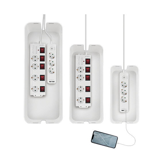 LogiLink Set de cajas de cables, 3 tamaños, blanco