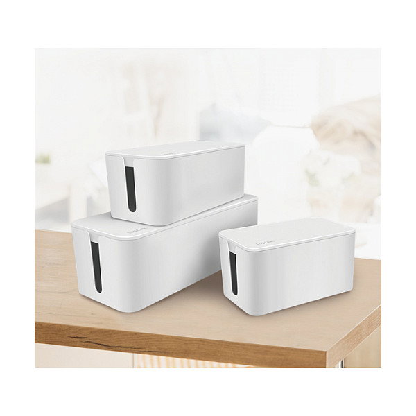 LogiLink Set de cajas de cables, 3 tamaños, blanco