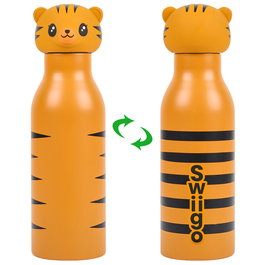 The Concept Factory Termo Botella Acero Inoxidable 400 ml - Mantiene Calor 6h/Frío 18h, Diseño Animal (Tigre, Koala, Zorro)