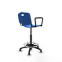 Taburete Robledo con mecanismo Giratorio de PVC color Azul. Equipado con Base poliamida negra, Brazos fijosy Topes