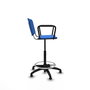 Taburete Robledo con mecanismo Giratorio de PVC color Azul. Equipado con Base poliamida negra, Brazos fijosy Topes