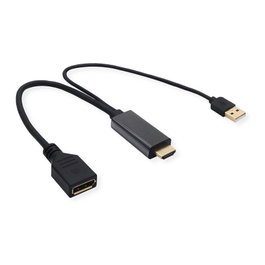 VALUE Adaptador de vídeo 4K HDMI a DisplayPort 1.2, 0,3 m, Negro