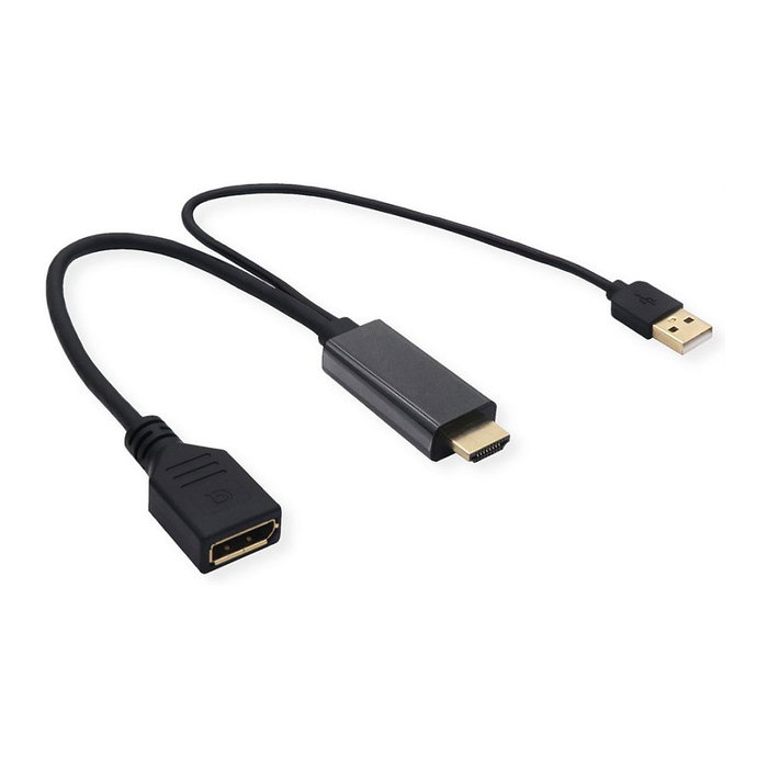 VALUE Adaptador de vídeo 4K HDMI a DisplayPort 1.2, 0,3 m, Negro VALUE Adaptador de vídeo 4K HDMI a DisplayPort 1.2, 0,3 m, Negro