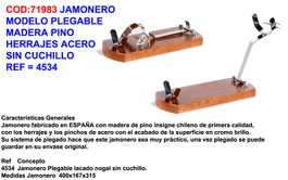 Jamonero Plegable de Madera de Pino Lacado Nogal