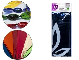 Liderpapel Papel Celofán Azul 22 g/m², 5 Hojas, 50 x 70 cm, Ideal para Manualidades
