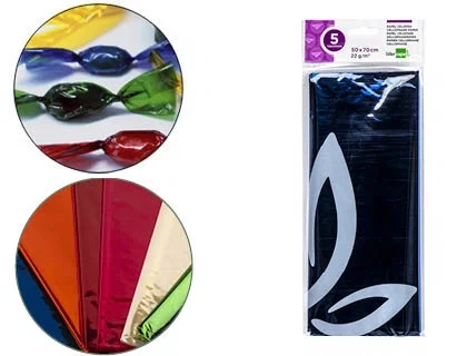 Liderpapel Papel Celofán Azul 22 g/m², 5 Hojas, 50 x 70 cm, Ideal para Manualidades Liderpapel Papel Celofán Azul 22 g/m², 5 Hojas, 50 x 70 cm, Ideal para Manualidades