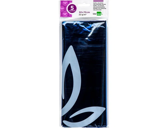 Liderpapel Papel Celofán Azul 22 g/m², 5 Hojas, 50 x 70 cm, Ideal para Manualidades Liderpapel Papel Celofán Azul 22 g/m², 5 Hojas, 50 x 70 cm, Ideal para Manualidades