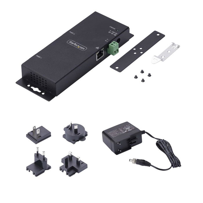 Startech Convertidor Serie RS-232 a Ethernet RJ-45, Repetidor y Aislador Negro