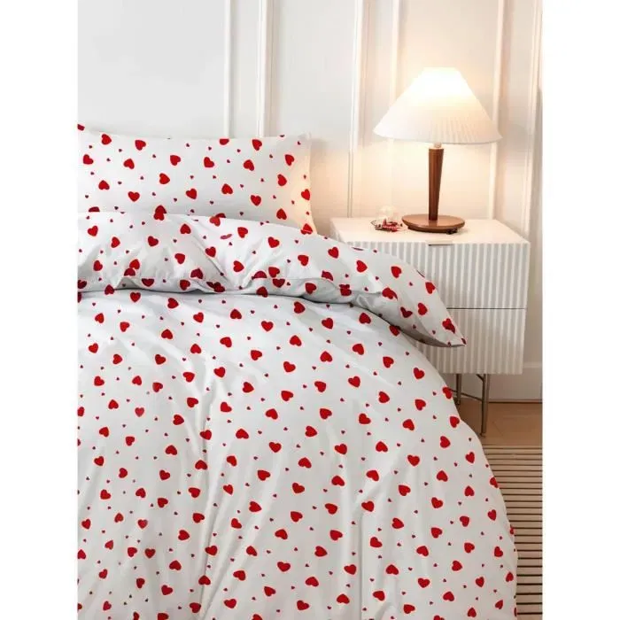 Juego de Cama Funda Nórdica 220x240 cm y Fundas de Almohada 60x60 cm 50% Algodón 50% Poliéster Rojo ASI8684283278640