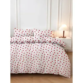 Juego de Cama Funda Nórdica 220x240 cm y Fundas de Almohada 60x60 cm 50% Algodón 50% Poliéster Rojo ASI8684283278640