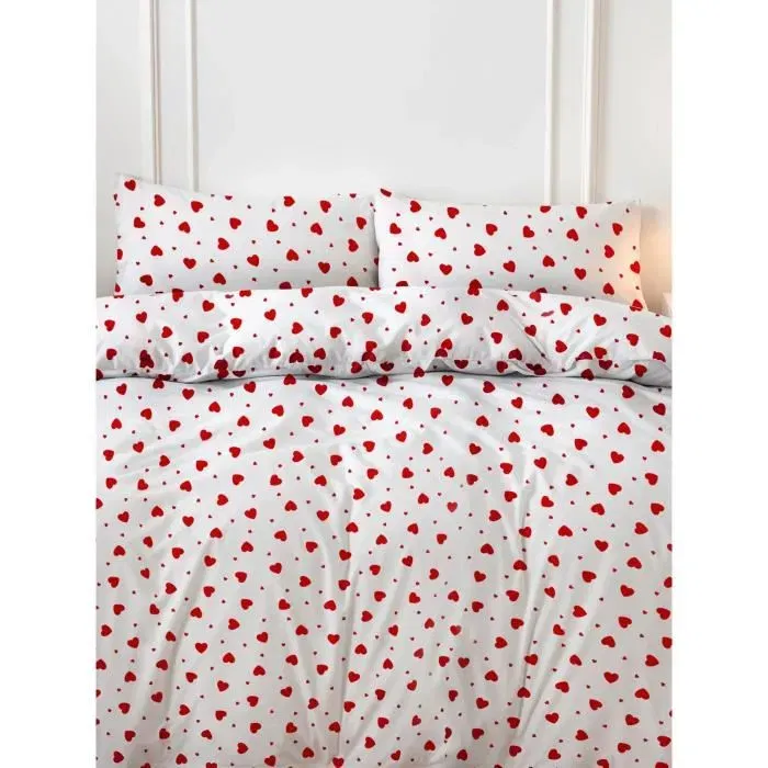Juego de Cama Funda Nórdica 220x240 cm y Fundas de Almohada 60x60 cm 50% Algodón 50% Poliéster Rojo ASI8684283278640