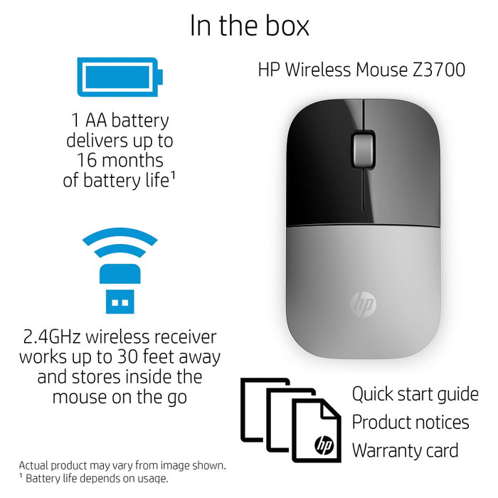 HP Ratón inalámbrico Z3700 Plateado