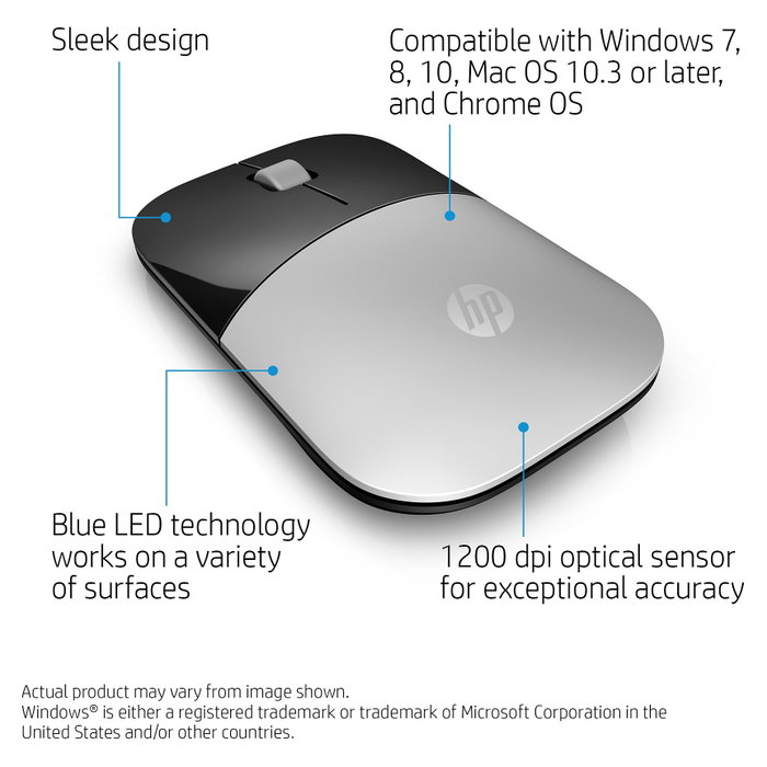 HP Ratón inalámbrico Z3700 Plateado