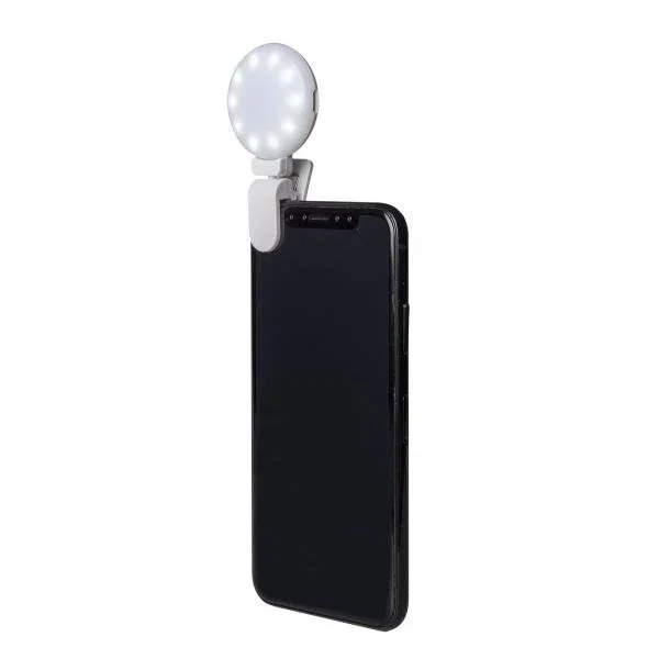 Celly Luz de Flash Clicklight para Selfies Smartphones, 3 Tonos (Frío, Cálido) Blanco, Clip Ajustable Universal