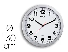 Maul Reloj de Pared Redondo Eléctrico 30 cm Diámetro Color Plata Modelo Step
