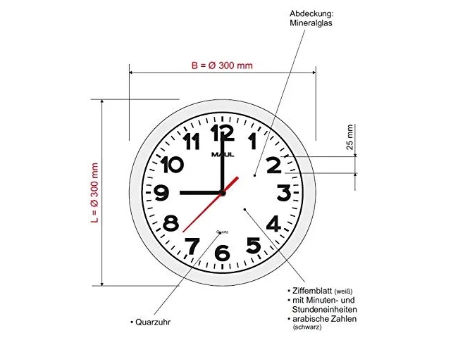 Maul Reloj de pared redondo Step de 30 cm color plata