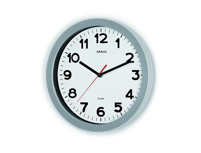 Maul Reloj de Pared Redondo Eléctrico 30 cm Diámetro Color Plata Modelo Step