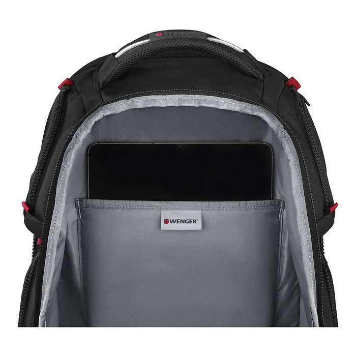 Wenger PlayerOne 43.9 cm (17.3") Mochila para Portátil Gaming, Negro, 29 L, Poliéster, con Compartimento para Tableta, Auriculares y Puerto USB