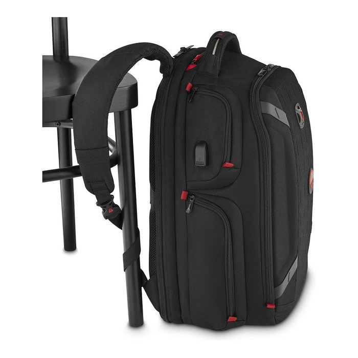 Wenger PlayerOne 43.9 cm (17.3") Mochila para Portátil Gaming, Negro, 29 L, Poliéster, con Compartimento para Tableta, Auriculares y Puerto USB