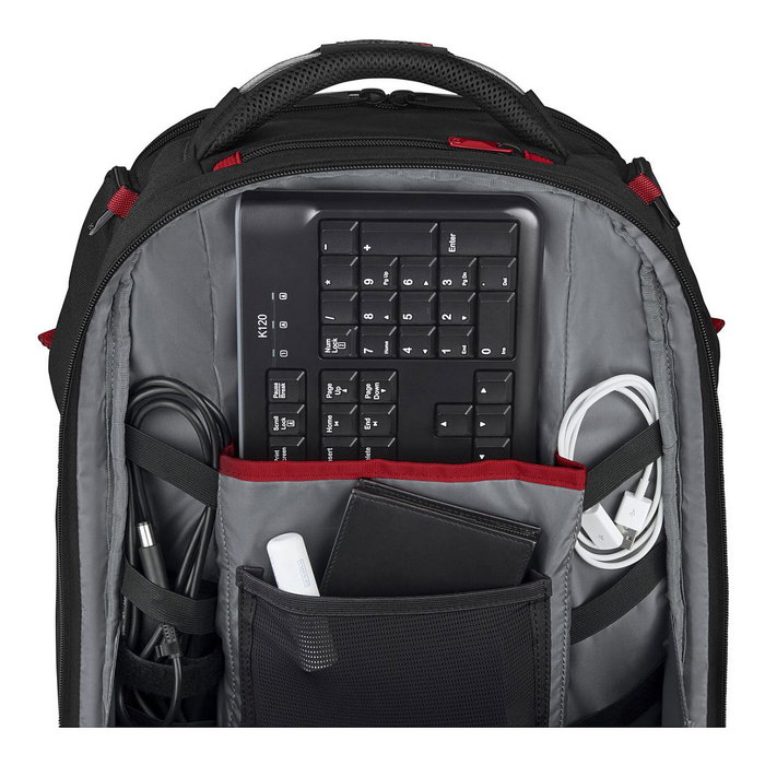 Wenger PlayerOne 43.9 cm (17.3") Mochila para Portátil Gaming, Negro, 29 L, Poliéster, con Compartimento para Tableta, Auriculares y Puerto USB