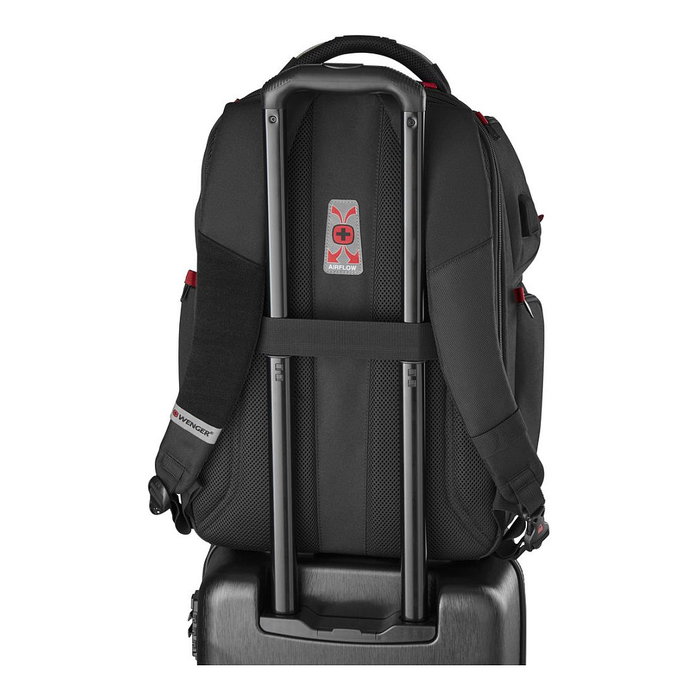 Wenger PlayerOne 43.9 cm (17.3") Mochila para Portátil Gaming, Negro, 29 L, Poliéster, con Compartimento para Tableta, Auriculares y Puerto USB
