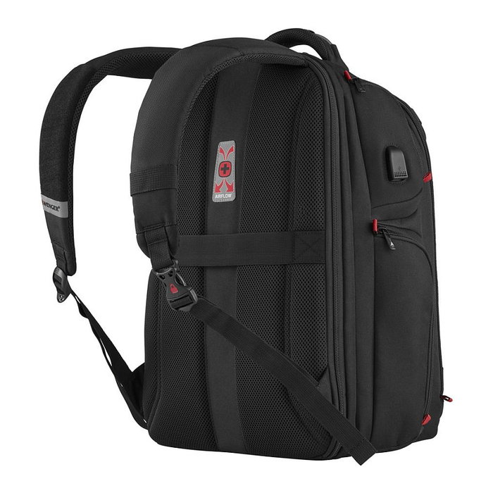 Wenger PlayerOne 43.9 cm (17.3") Mochila para Portátil Gaming, Negro, 29 L, Poliéster, con Compartimento para Tableta, Auriculares y Puerto USB