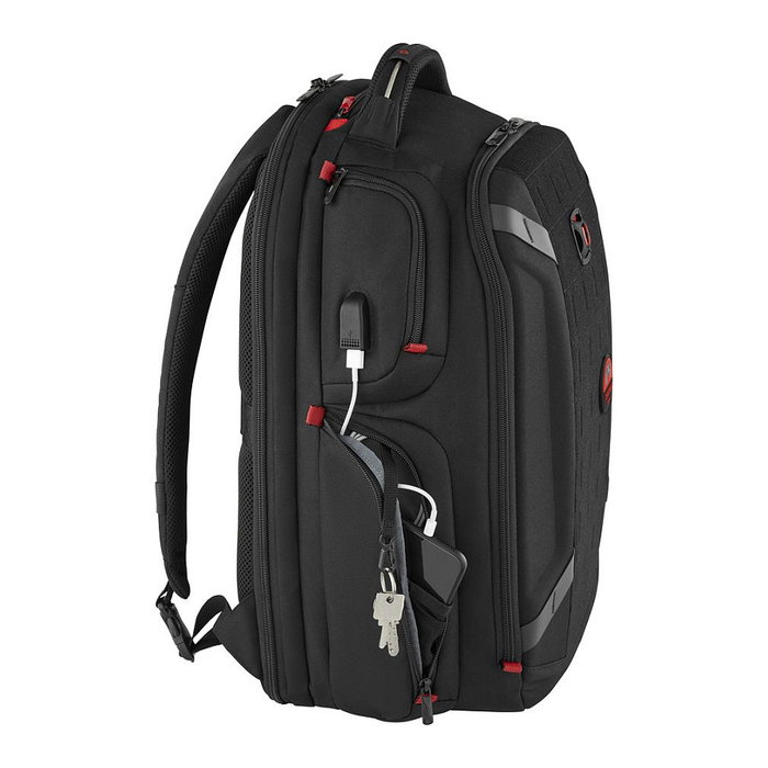 Wenger PlayerOne 43.9 cm (17.3") Mochila para Portátil Gaming, Negro, 29 L, Poliéster, con Compartimento para Tableta, Auriculares y Puerto USB