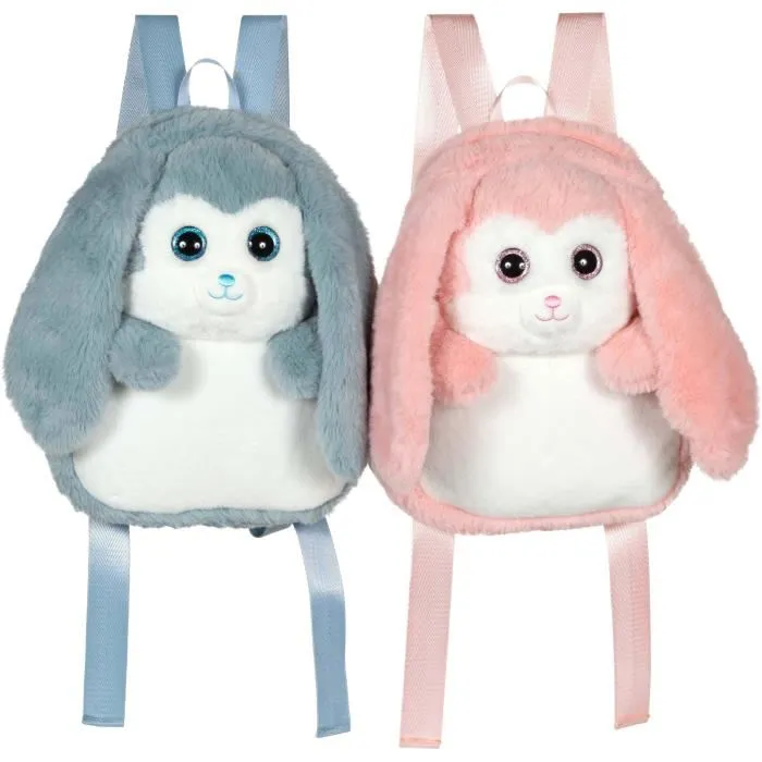 Gipsy Toys 3268060719196 Bolsa de Peluche Mochila Conejo Azul y Blanco 30 cm
