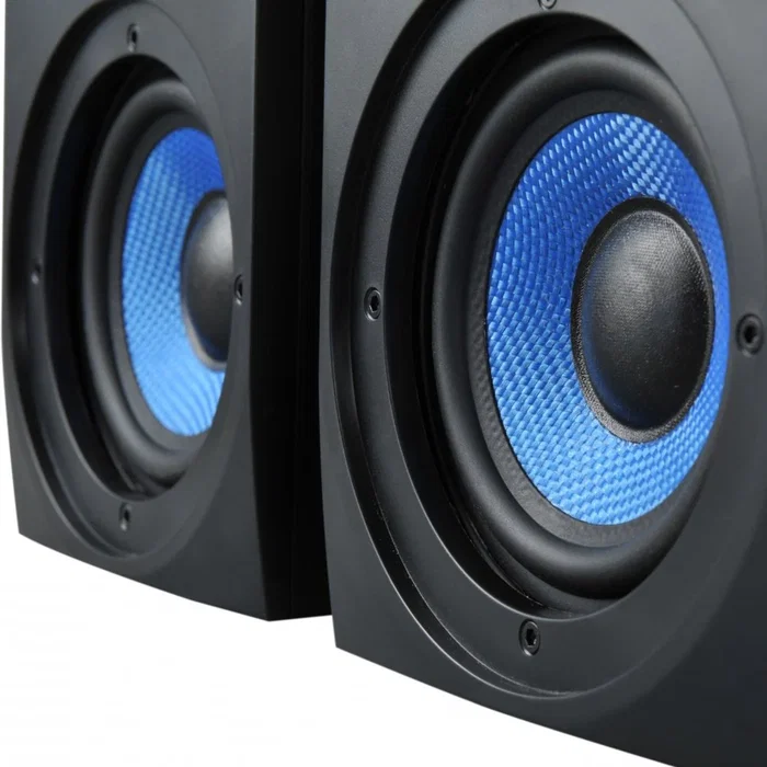 Woxter Altavoces Estéreo Gaming DL-410 FX 150W, Sistema 2.0 con Woofer 4" y Tweeter 1", Negro/Azul, Conexión 3.5mm y RCA Woxter Altavoces Estéreo Gaming DL-410 FX 150W, Sistema 2.0 con Woofer 4" y Tweeter 1", Negro/Azul, Conexión 3.5mm y RCA