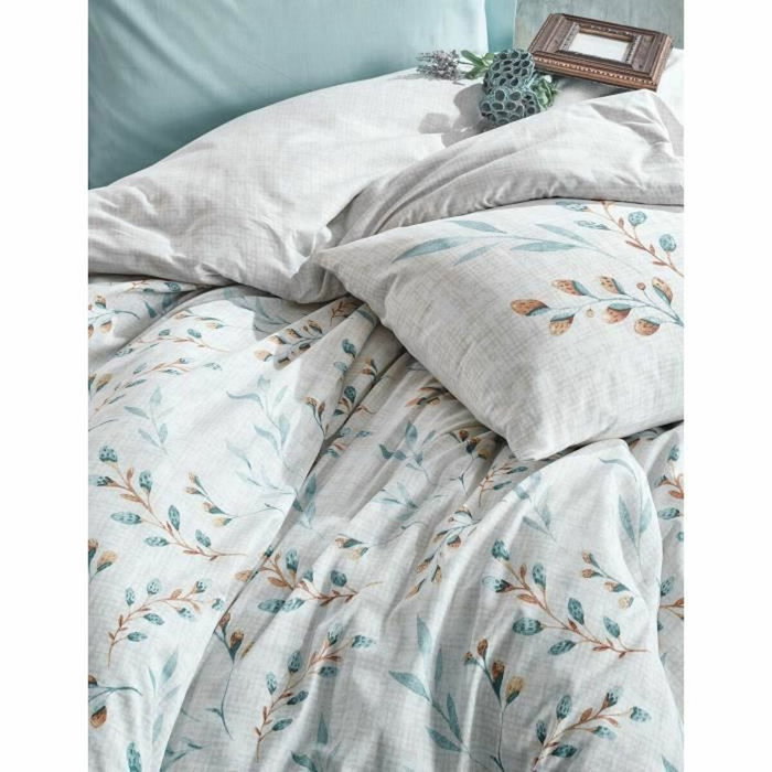 Aucune Juego de Cama Menta 100% Algodón con Funda Nórdica y 2 Fundas de Almohada