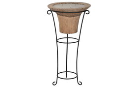 DKD Home Decor Portavelas de Madera con Soporte de Hierro 45x45x95 cm