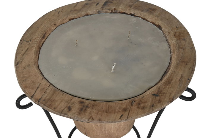 DKD Home Decor Portavelas de Madera con Soporte de Hierro 45x45x95 cm DKD Home Decor Portavelas de Madera con Soporte de Hierro 45x45x95 cm