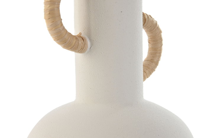 DKD Home Decor Jarrón de Gres Blanco y Natural 15,5x15x24 cm