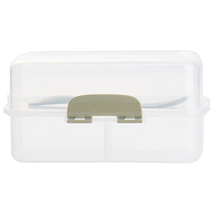 Day Fiambrera Transparente con Cubierto Tenedor Cuchara y Compartimentos Colores Surtidos 17.5x13x9 cm