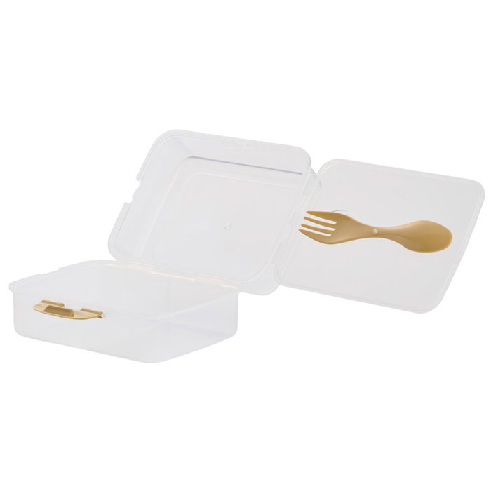 Day Fiambrera Transparente con Cubierto Tenedor Cuchara y Compartimentos Colores Surtidos 17.5x13x9 cm